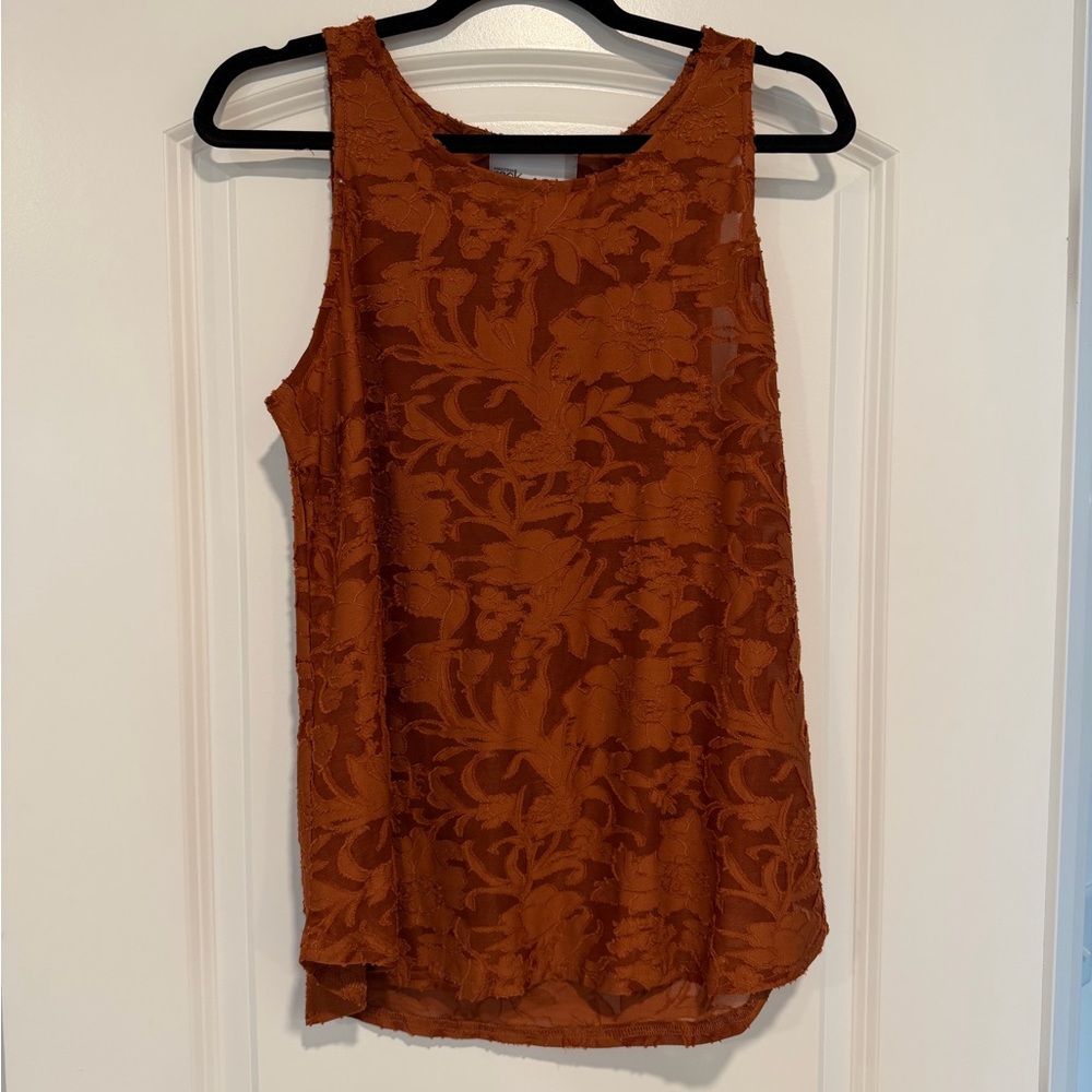 Nordstrom Rust Floral Lace Tank Top